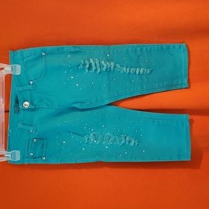 Mascot embellished distressed bermudas